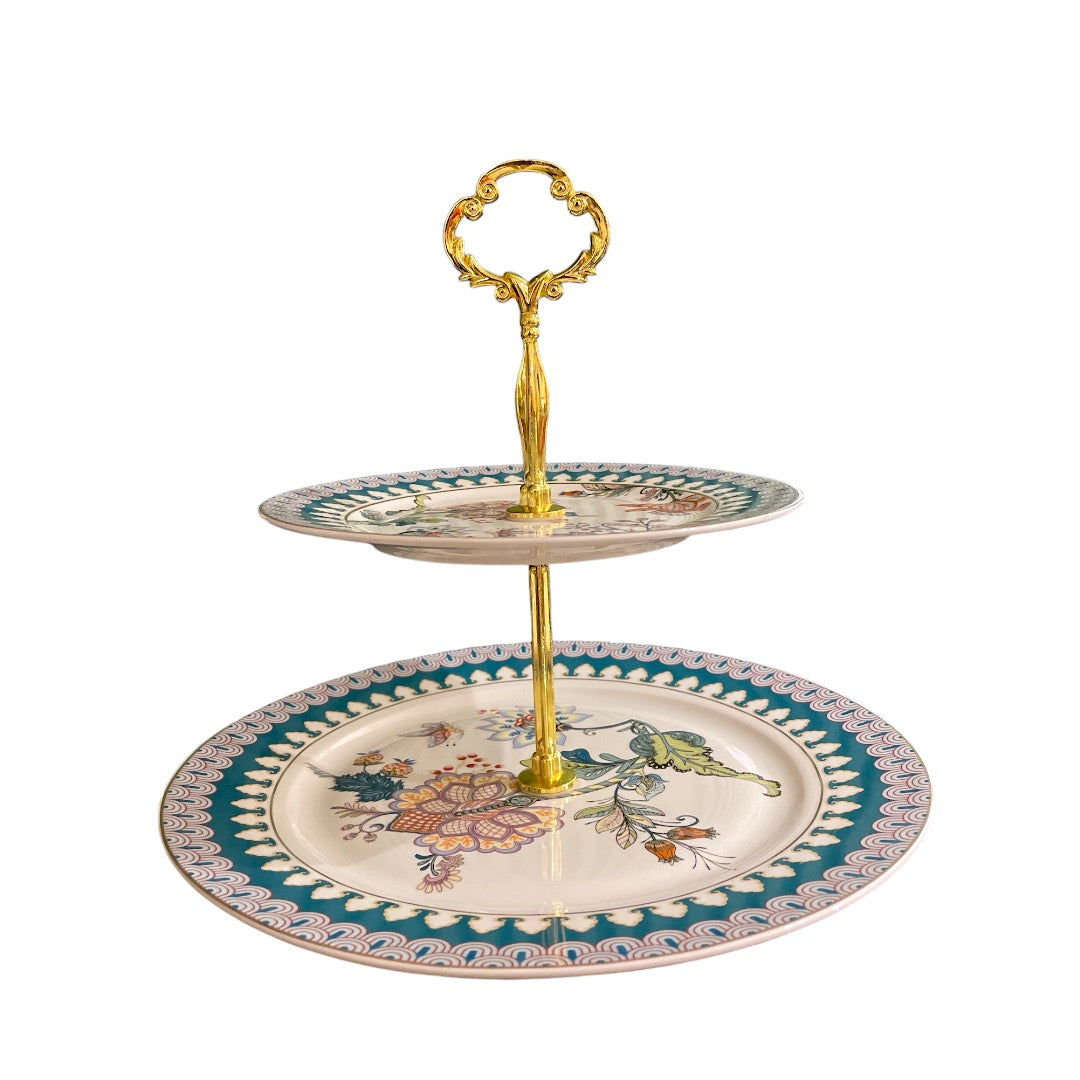 Rangat Blue 2 Tier Cake Stand