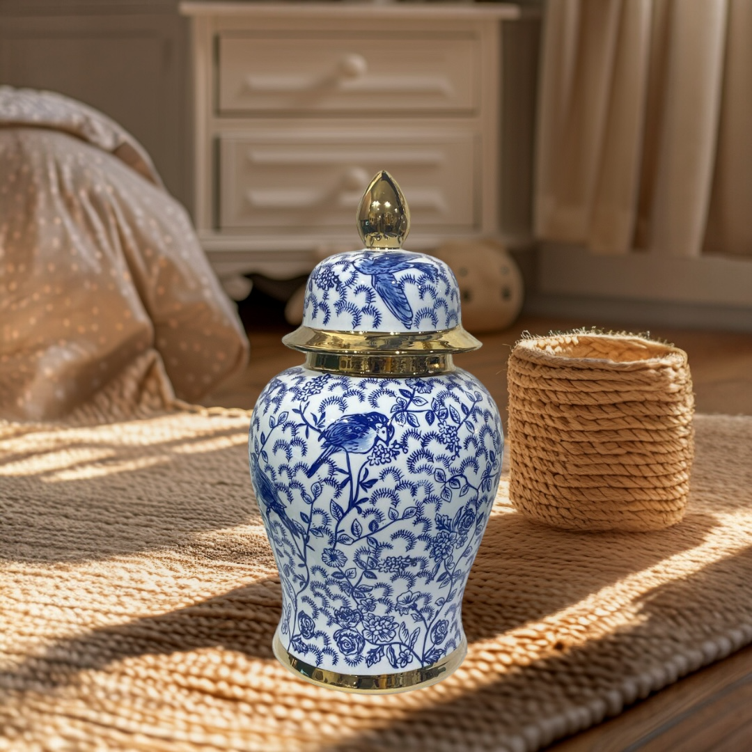 Temple Jar Blue Bird Small