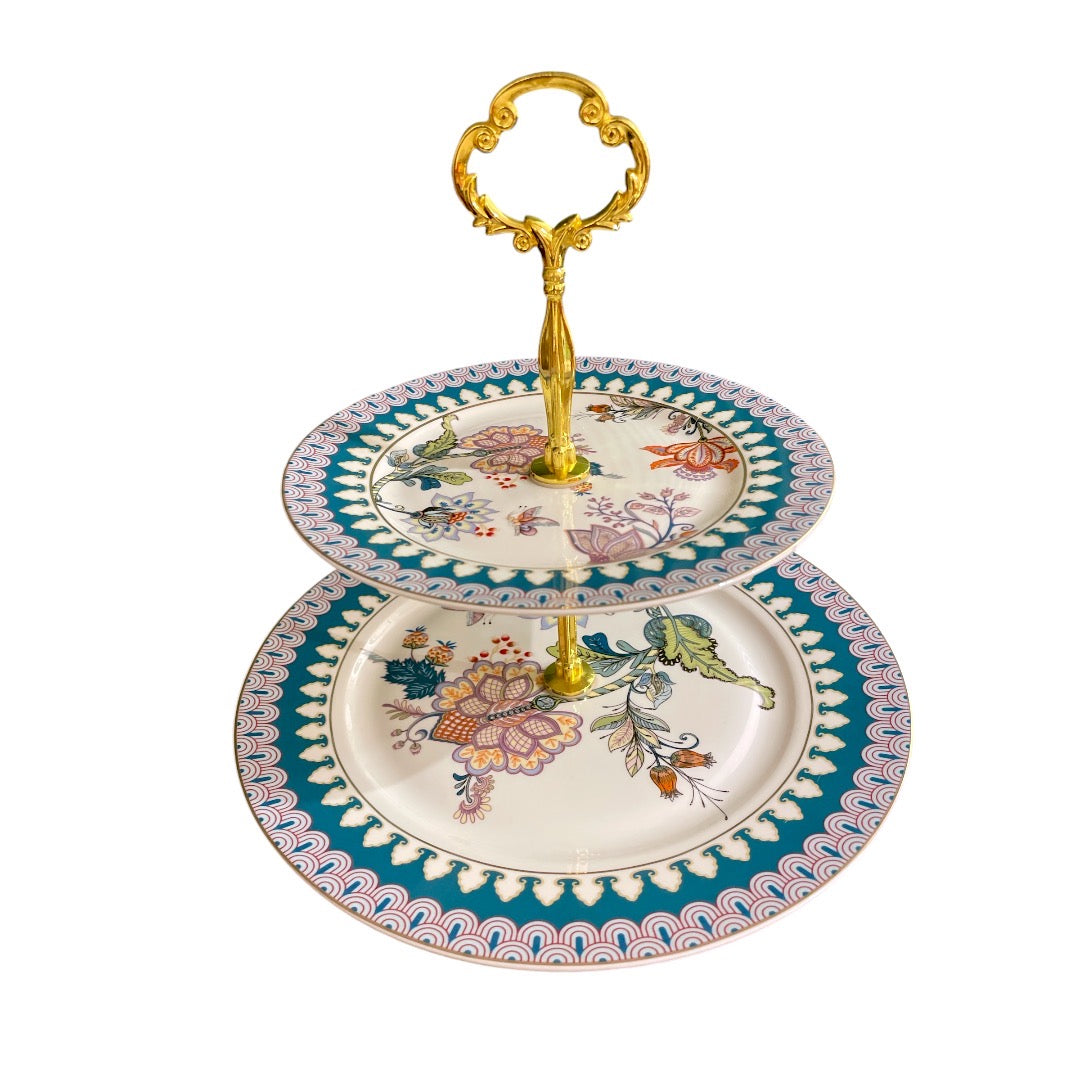 Rangat Blue 2 Tier Cake Stand